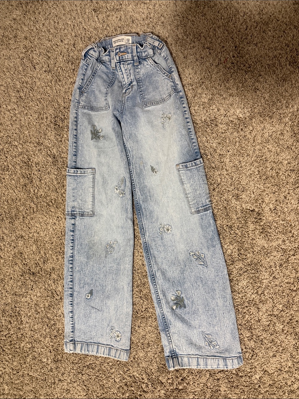 abercrombie kids light blue high rise wide leg jeans